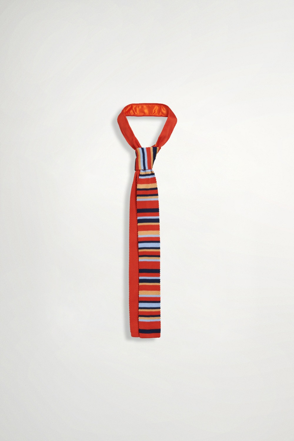 多色配條針織領帶 - 晚霞橘, F 