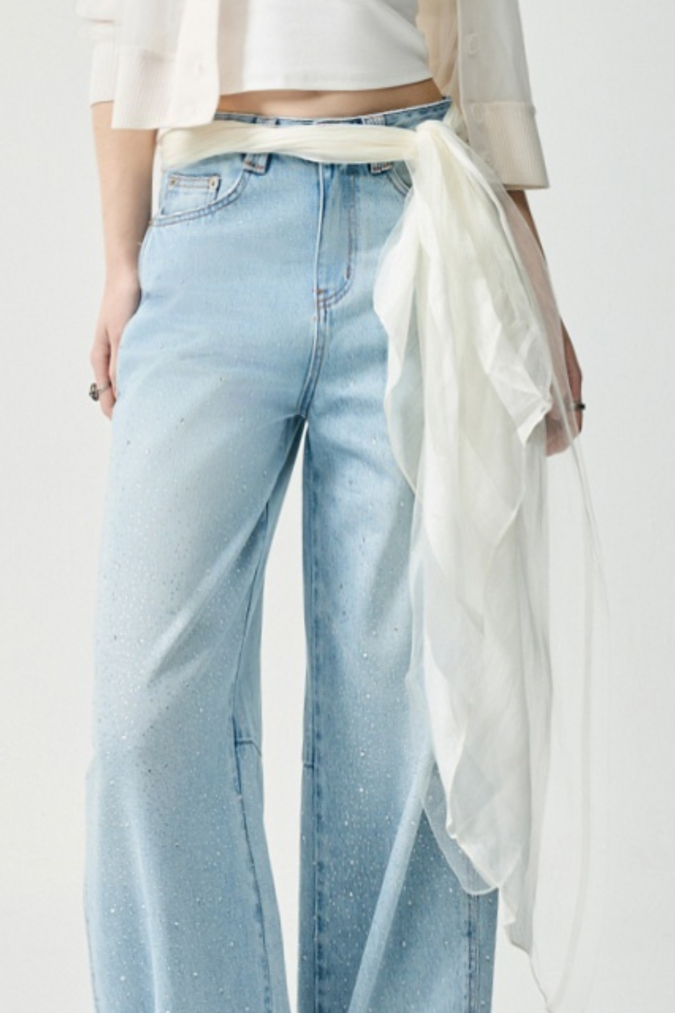 質感絲綢圍巾 - 無瑕純白, F ❤️週週新品 | New|▶四月份◀ 26SS|0423 • Quiet form|精品 | Accessories|圍巾